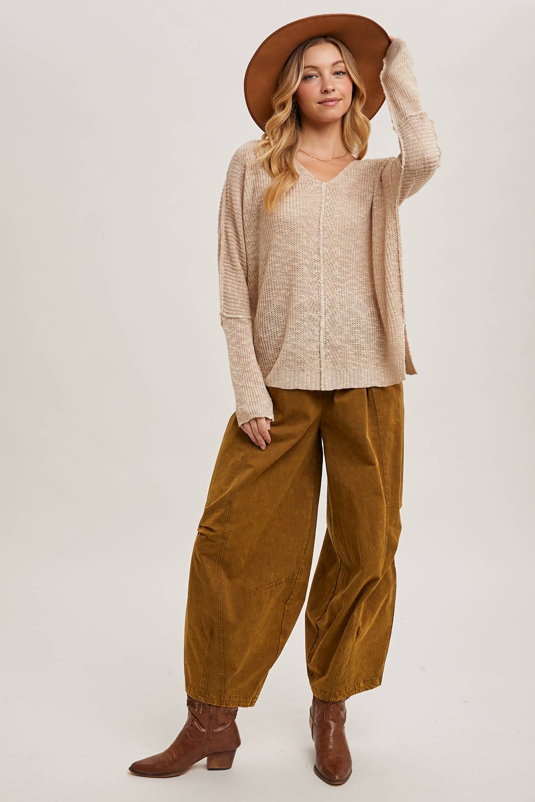 Sheer Loose Fit V-Neck Knit Sweater Pullover: