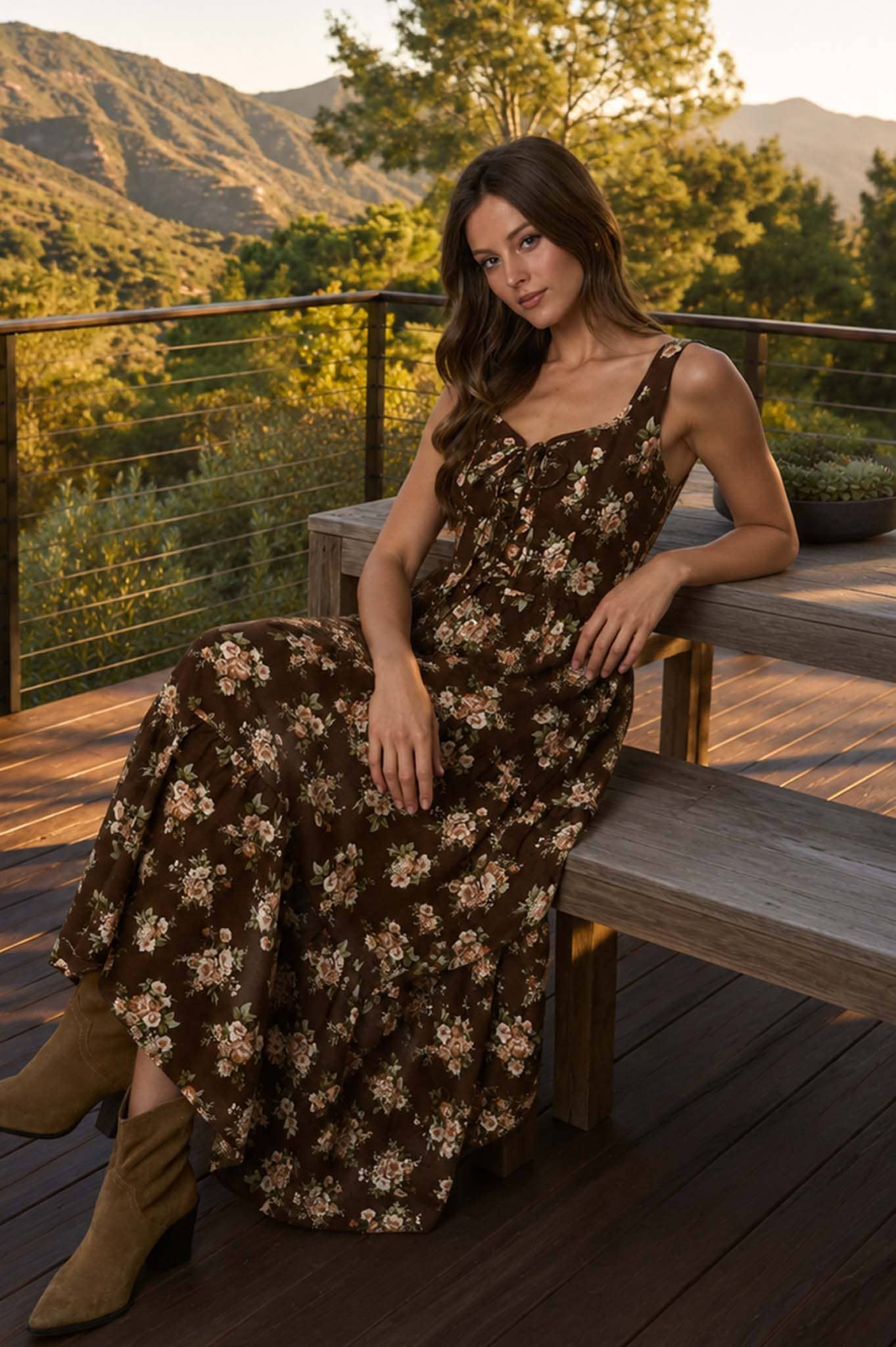 Floral Corset Midi Dress