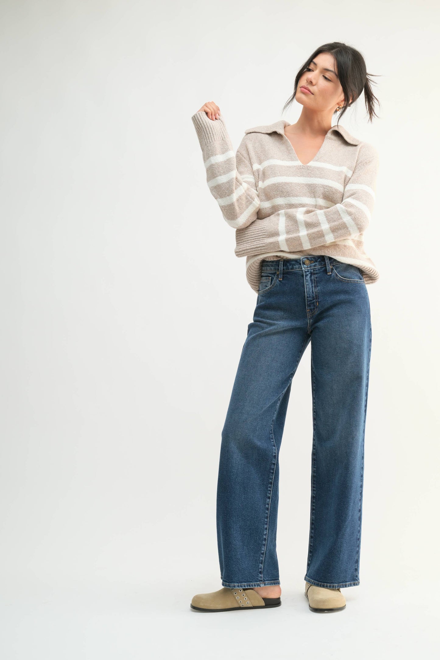 Mid Rise Slim Wide Leg - Dark Denim