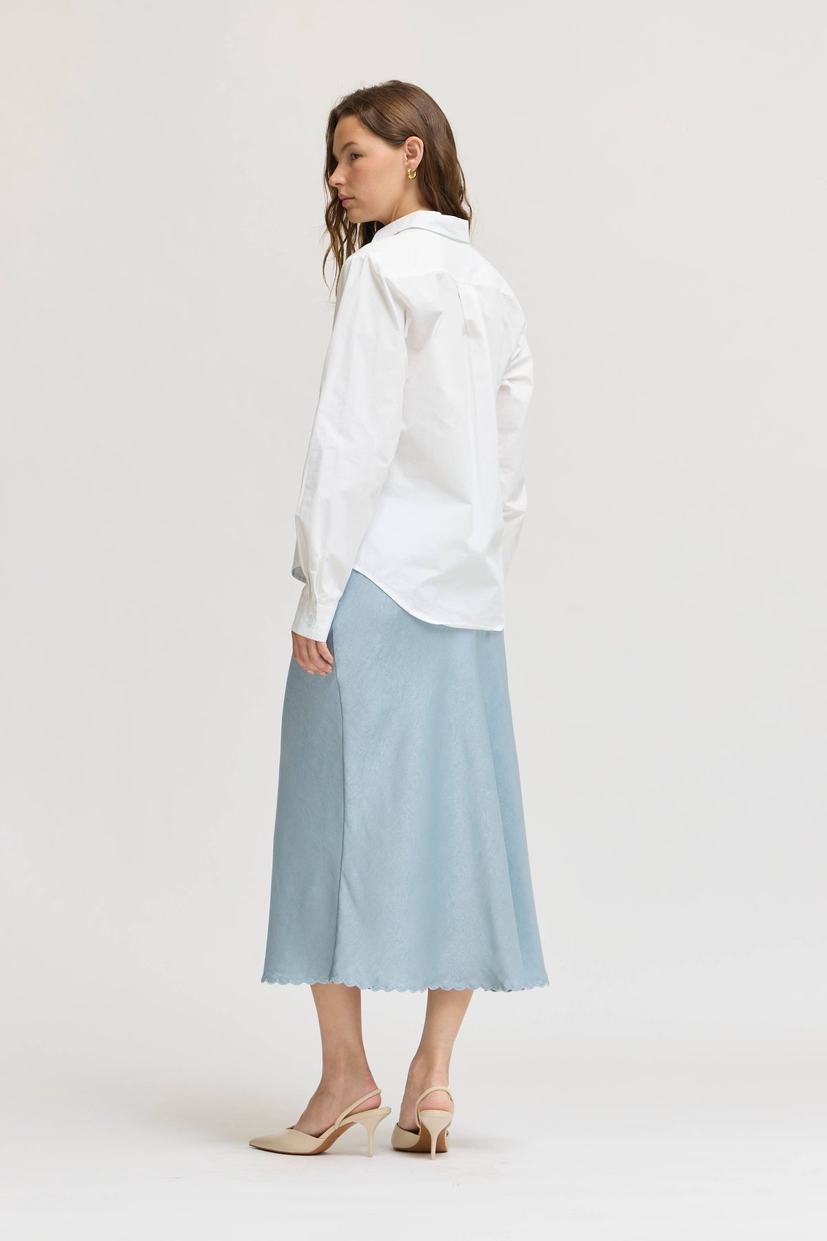 White Button Up Poplin Shirt