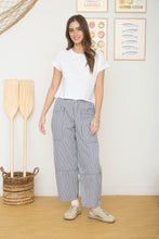 Load image into Gallery viewer, Navy Stripe Pocket Detail Wide Leg Pants 
