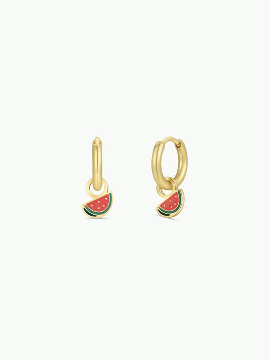 Watermelon Enamel Charm Hoop
