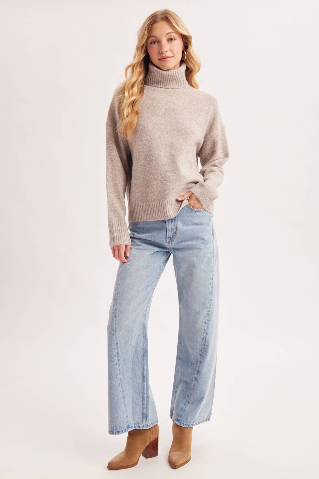 Vintage Wash High Waisted Wide Leg Jeans