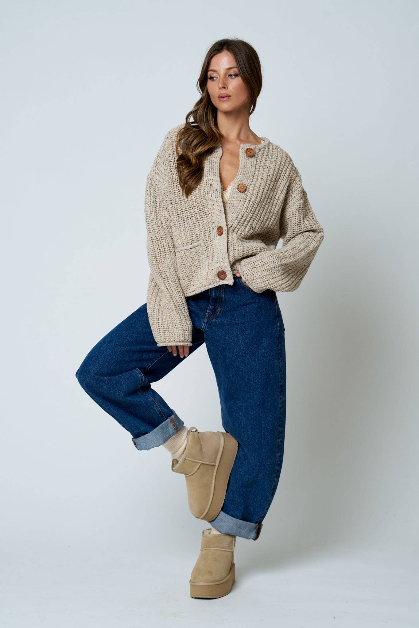 Chunky Raw Edge Knit Sweater
