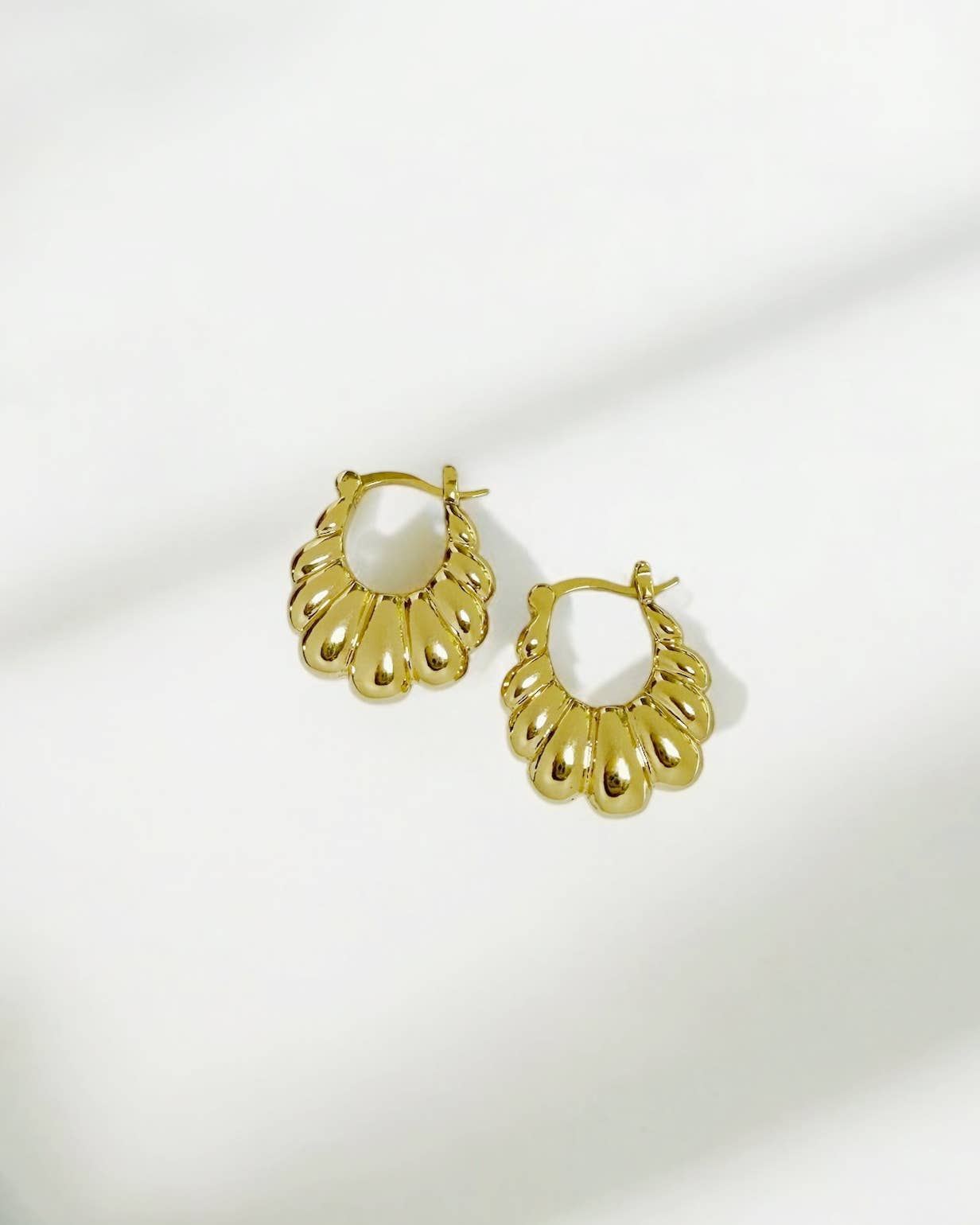 Radiant Puffy Croissant Hoops Earrings Gold Filled
