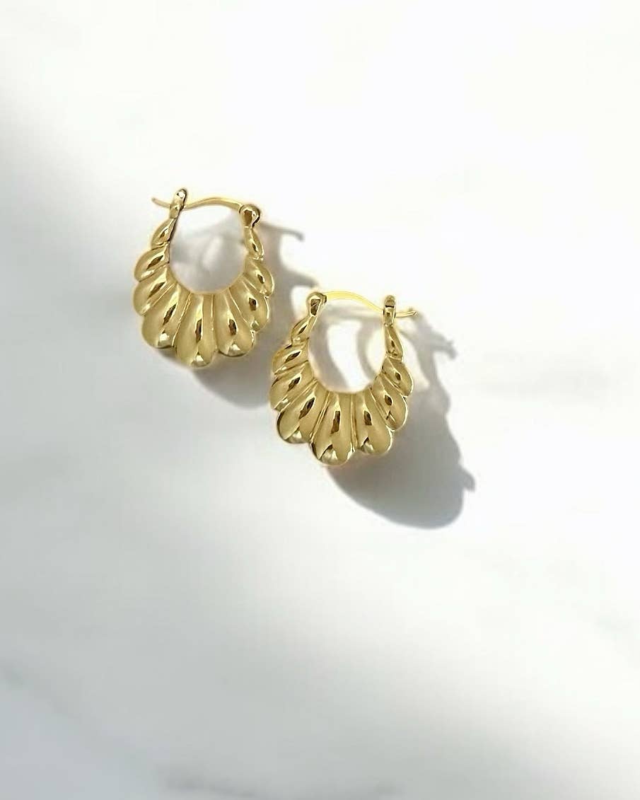 Radiant Puffy Croissant Hoops Earrings Gold Filled