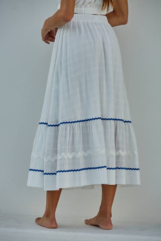 Woven Cotton Flare Midi Skirt