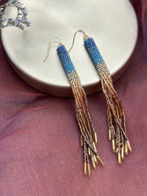 Load image into Gallery viewer, Beaded Handwoven Ombre Tassel Earrings
