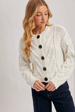Load image into Gallery viewer, Cropped Cable Knit Sweater Cardigan

