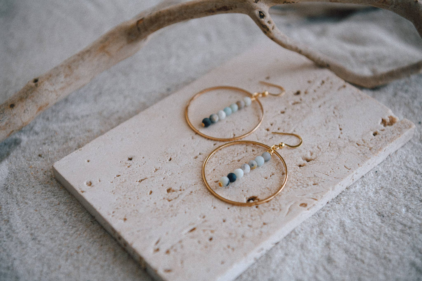 Gemstone and Gold Plated Drop Hoop Earring 