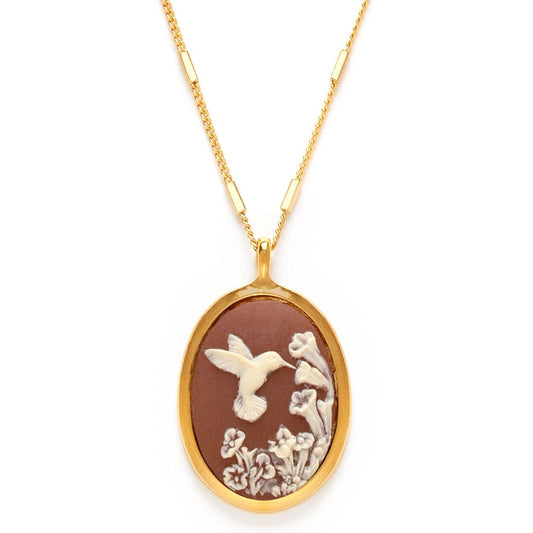 Hummingbird Vintage Cameo Necklace 
