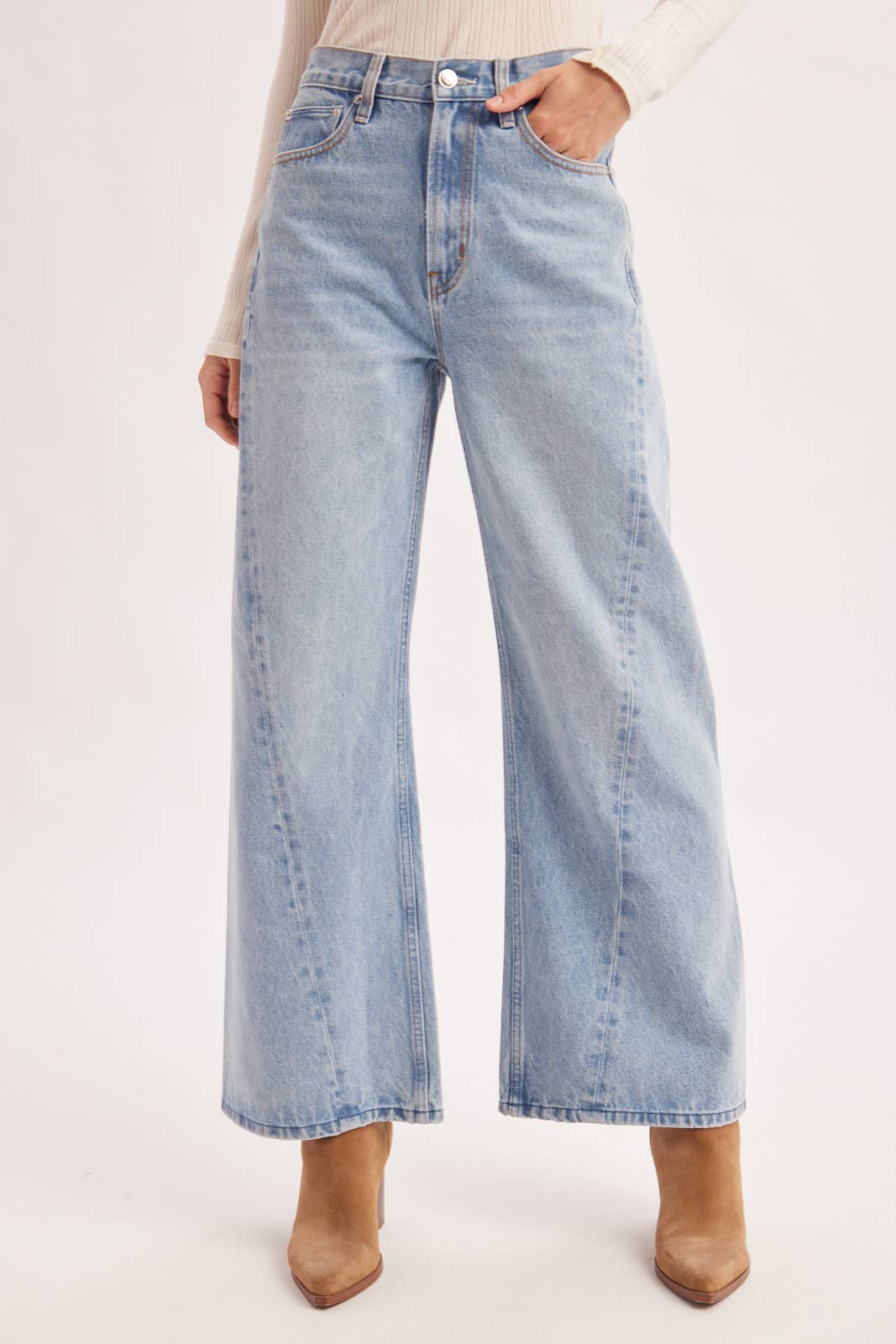 Vintage Wash High Waisted Wide Leg Jeans