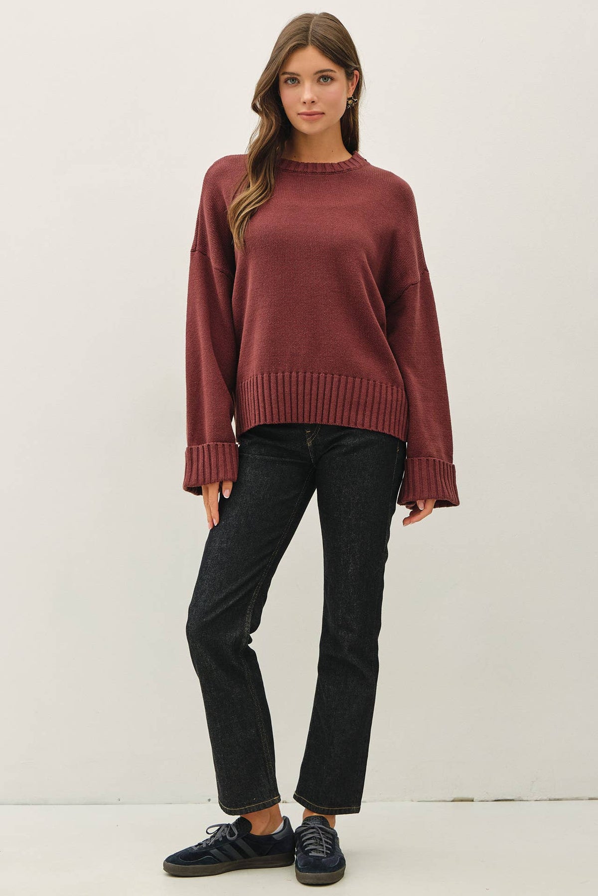 Wide Cuff Sleeve Boxy Sweater
