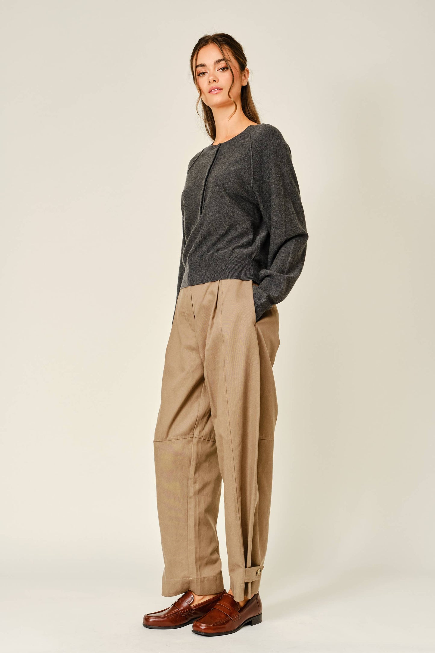 Grey Cashmere Button Down Sweater