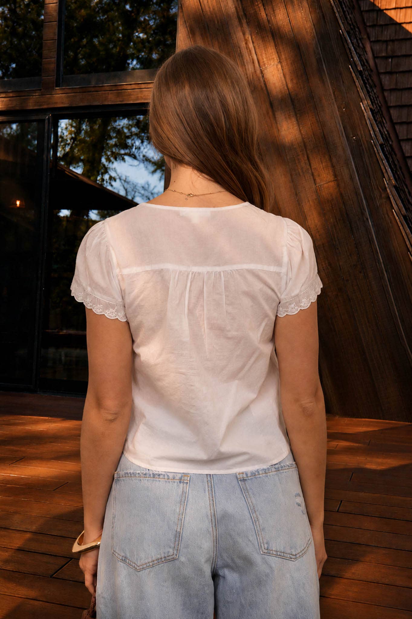 Scalloped Embroidered Lace Trim Top