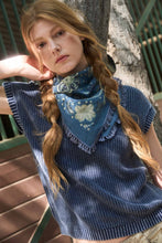 Load image into Gallery viewer, Navy Washed Short Sleeve Sweater Top
