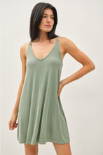 Load image into Gallery viewer, Olive Sage Ribbed V-Neck Mini Dress
