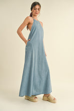 Load image into Gallery viewer, Backless Denim Maxi Dress
