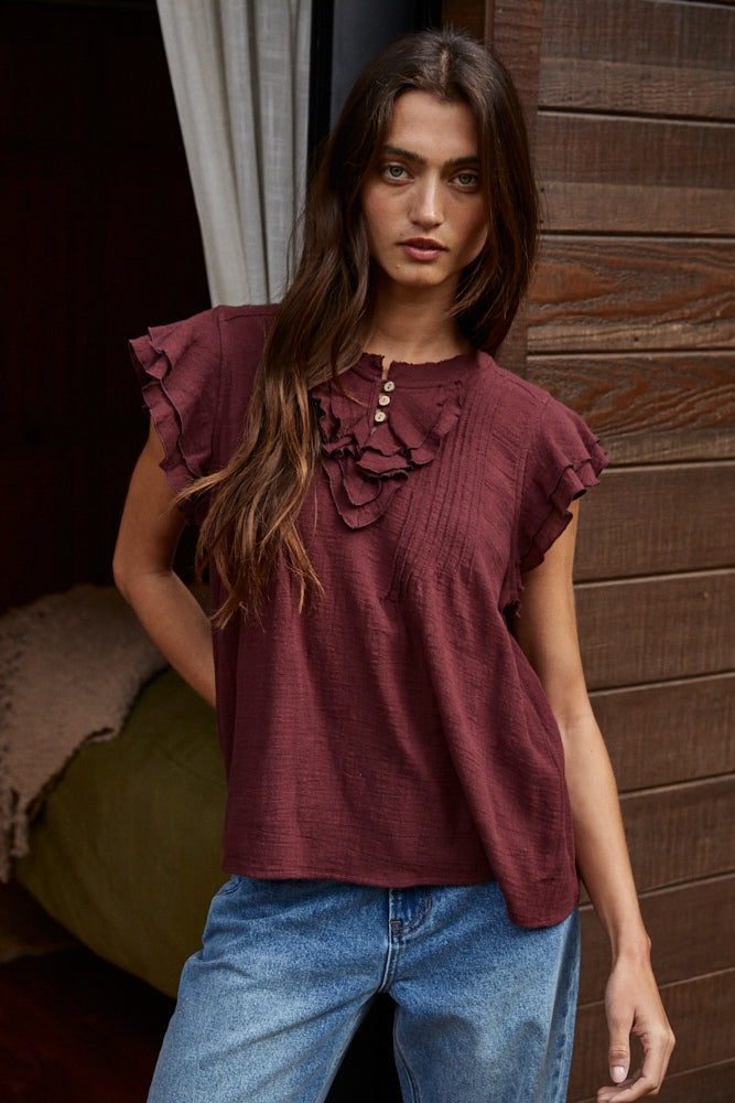 V-Neck Ruffle Blouse