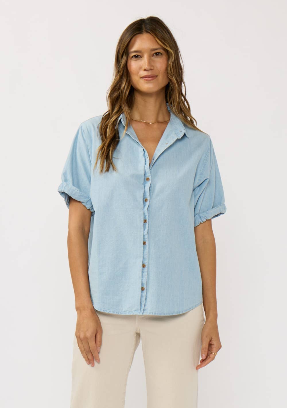 Short Sleeve Chambray Shirt