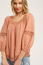 Load image into Gallery viewer, Boho Lace Trim Blouse

