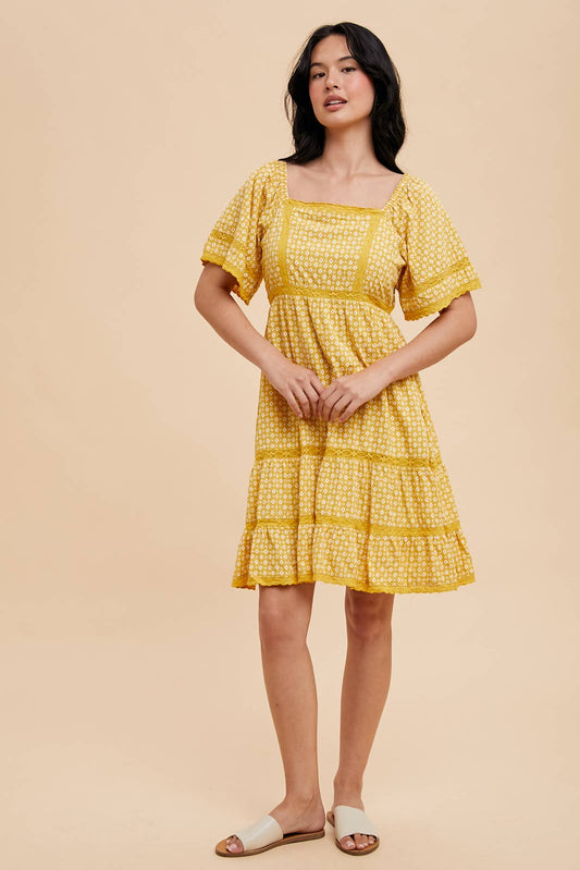 Floral Square Neck Mini Dress