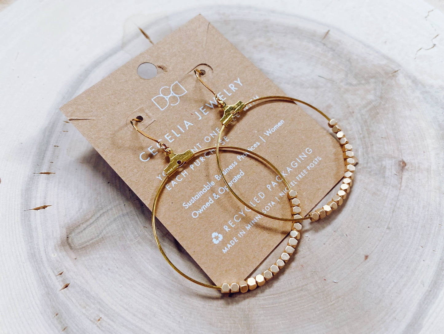 Hepburn Gold Beaded Hoop Earrings 