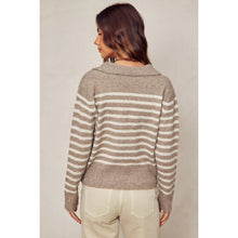 Load image into Gallery viewer, Fuzzy Striped Polo Sweater
