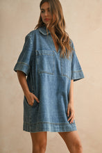 Load image into Gallery viewer, Deep V-Neck Denim Dress
