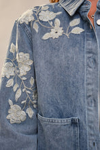 Load image into Gallery viewer, Denim Work Jacket With Floral Embroidery

