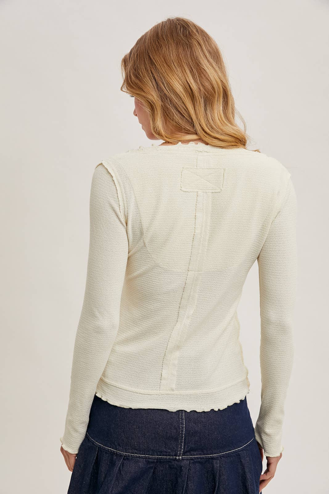 Scoop Neck Long Sleeve Knit Top