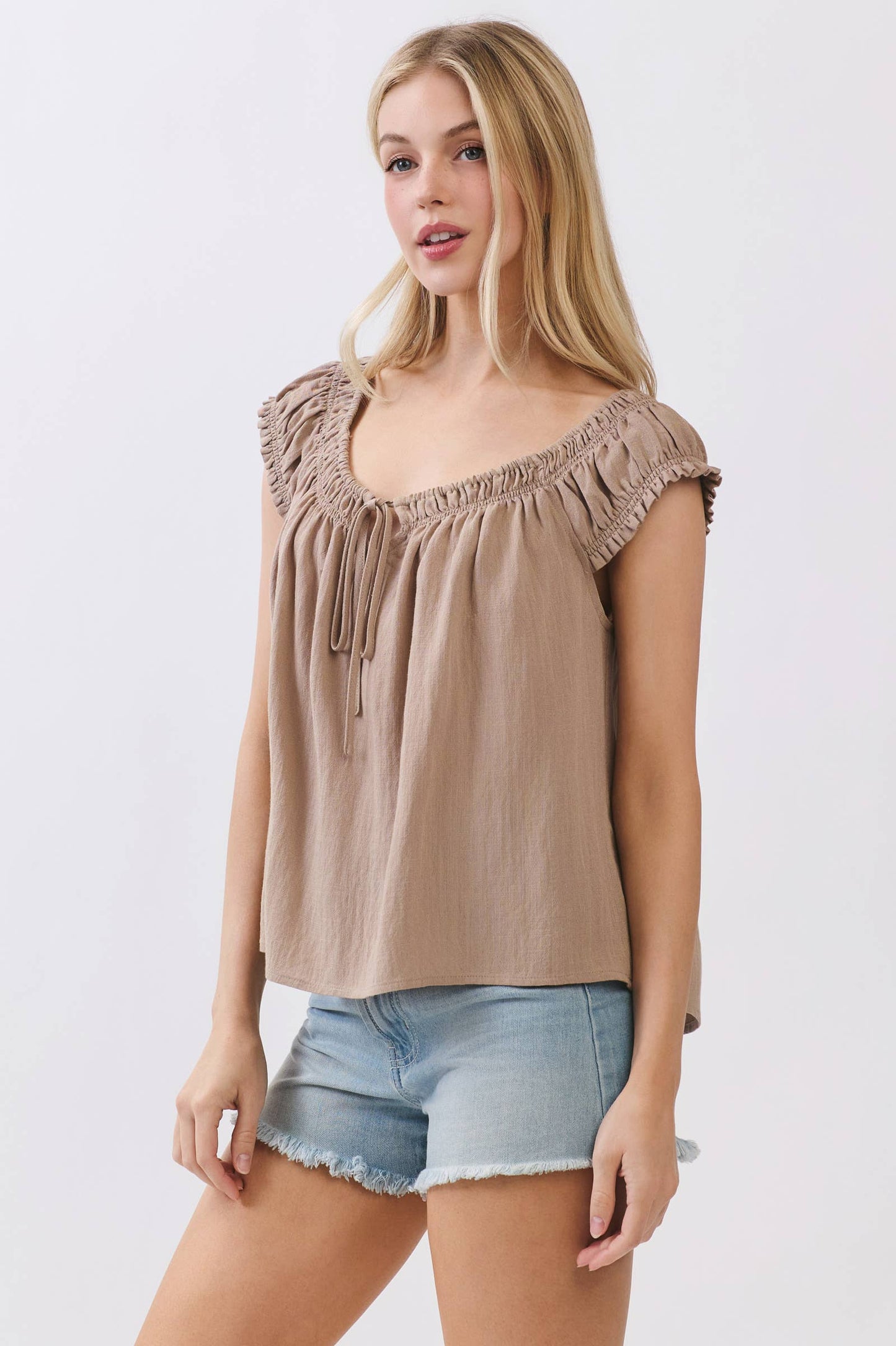 Sleeveless Peasant Blouse