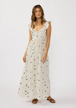 Load image into Gallery viewer, Embroidered Stripe Button Down Tiered Maxi Dress
