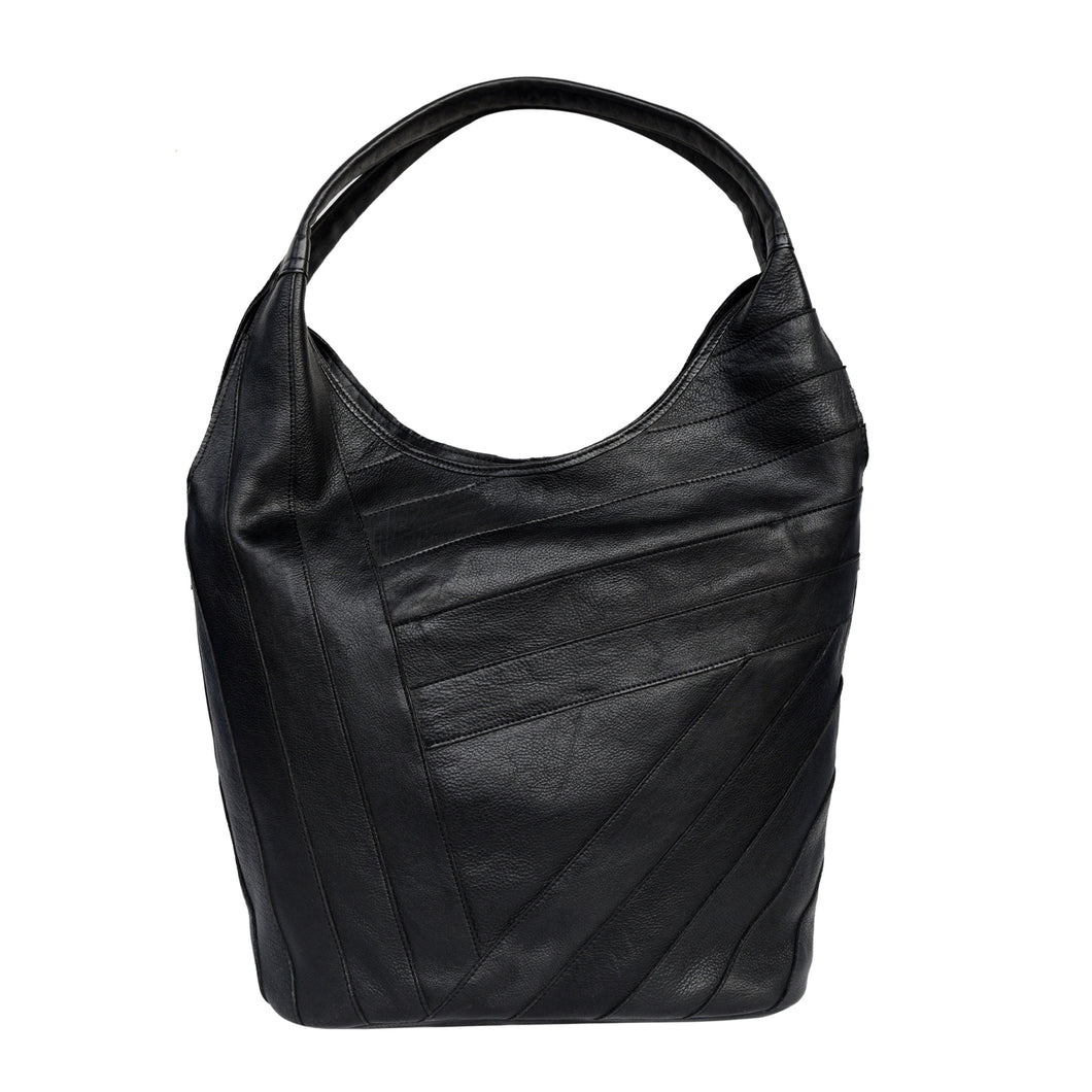 Handcrafted Kiki Leather Shoulder Bag in Black