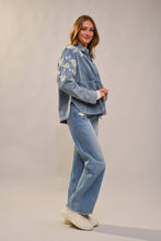 Load image into Gallery viewer, Denim Work Jacket With Floral Embroidery
