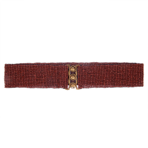 Bronze Metal Buckle Hand Loomed Beaded Belt Erik & Mike
