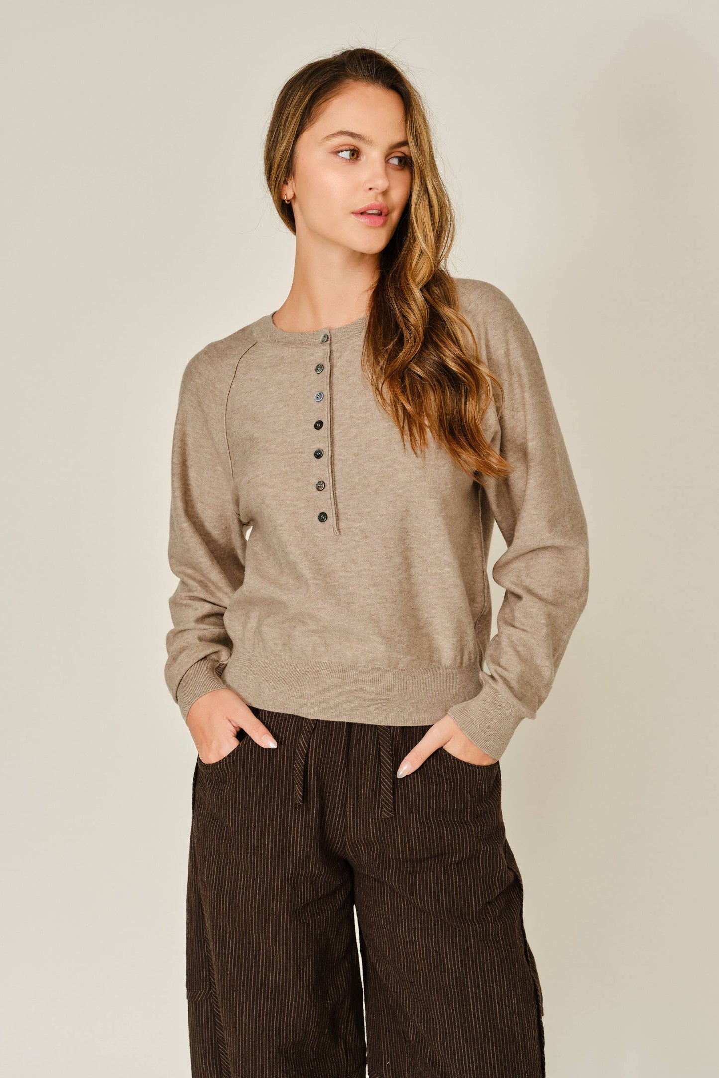 Grey Cashmere Button Down Sweater