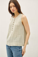 Load image into Gallery viewer, Sage Striped Gauze Tank
