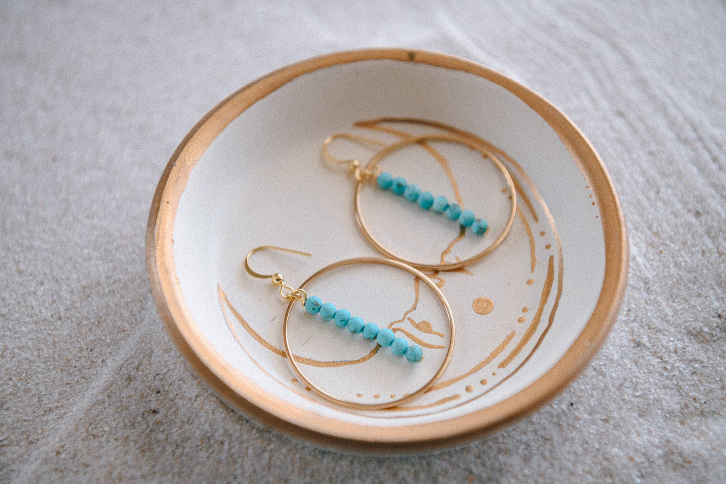 Gemstone and Gold Plated Drop Hoop Earring 