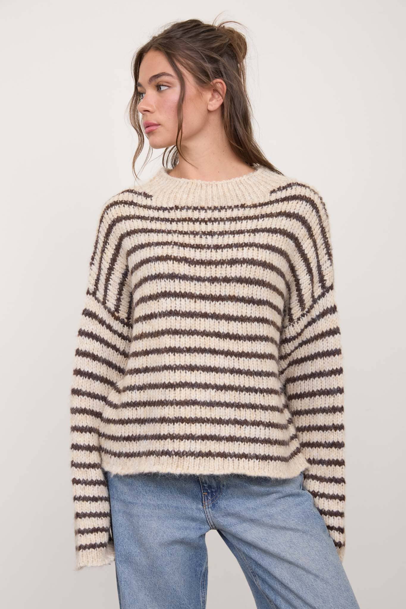 Striped Long Sleeve Knit Sweater