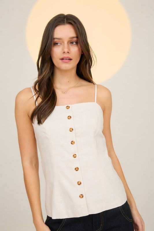Button Down Linen Tank
