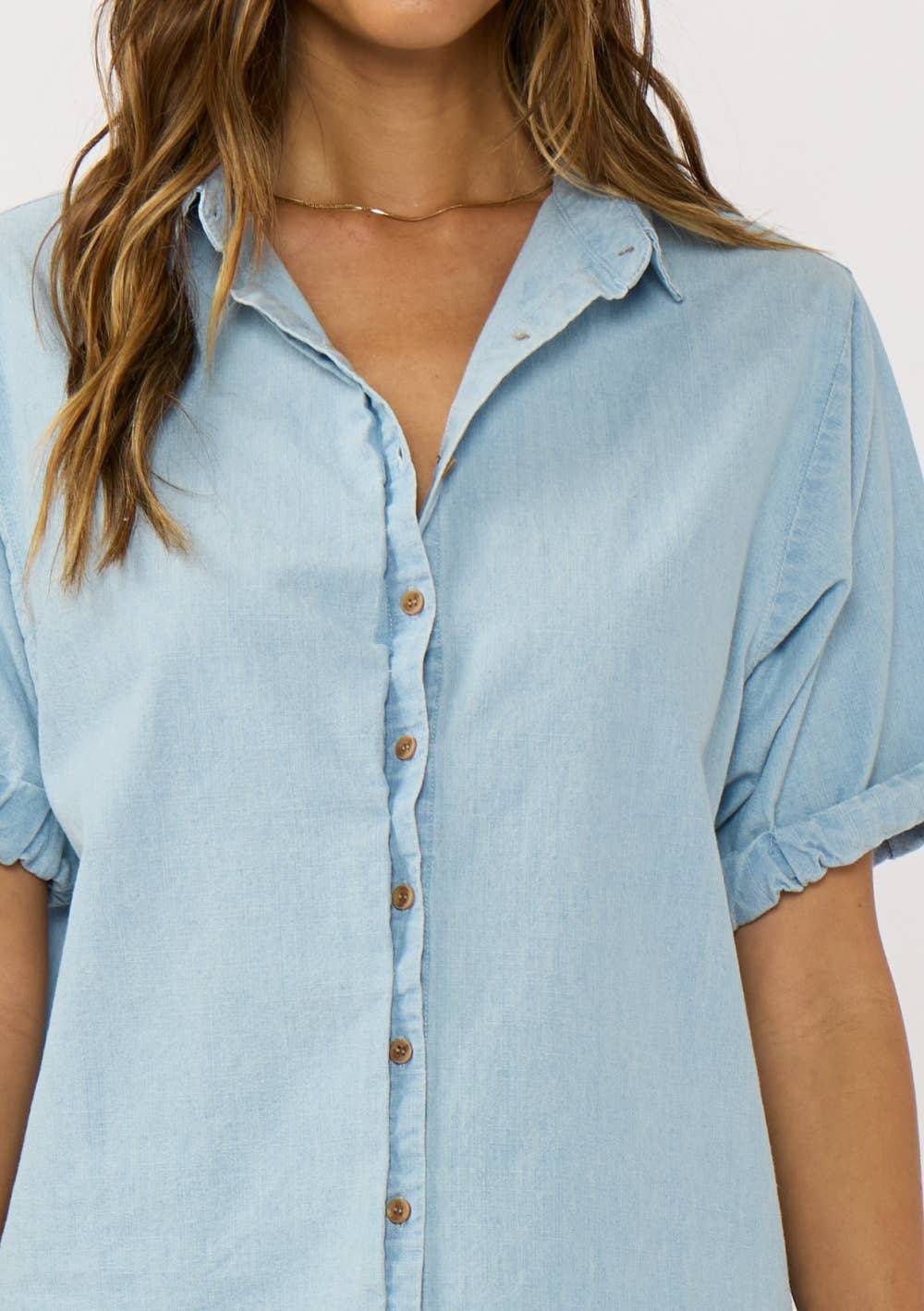 Short Sleeve Chambray Shirt