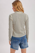 Load image into Gallery viewer, Black Striped Button Up Henley
