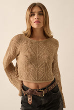 Load image into Gallery viewer, Taupe Open Knit Crochet Top
