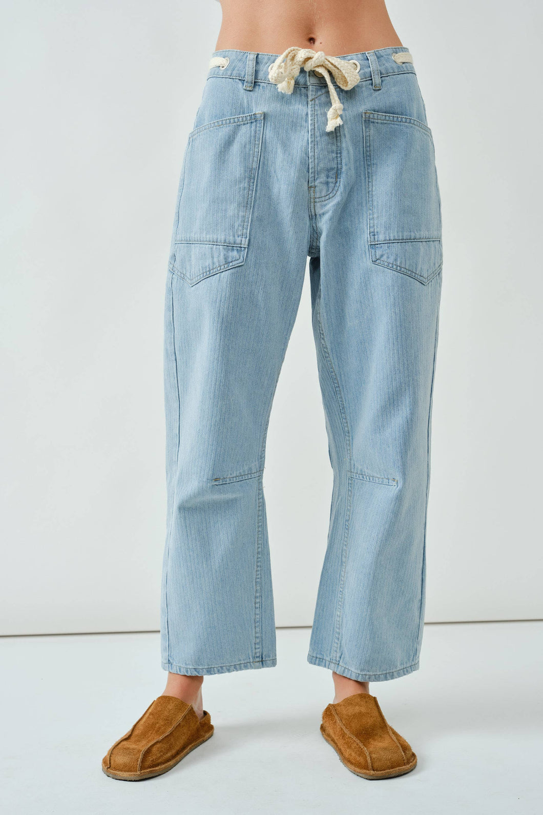 Barrel Jeans With Corded Waistband