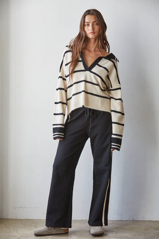 Knit Cotton French Terry Side Track Pants