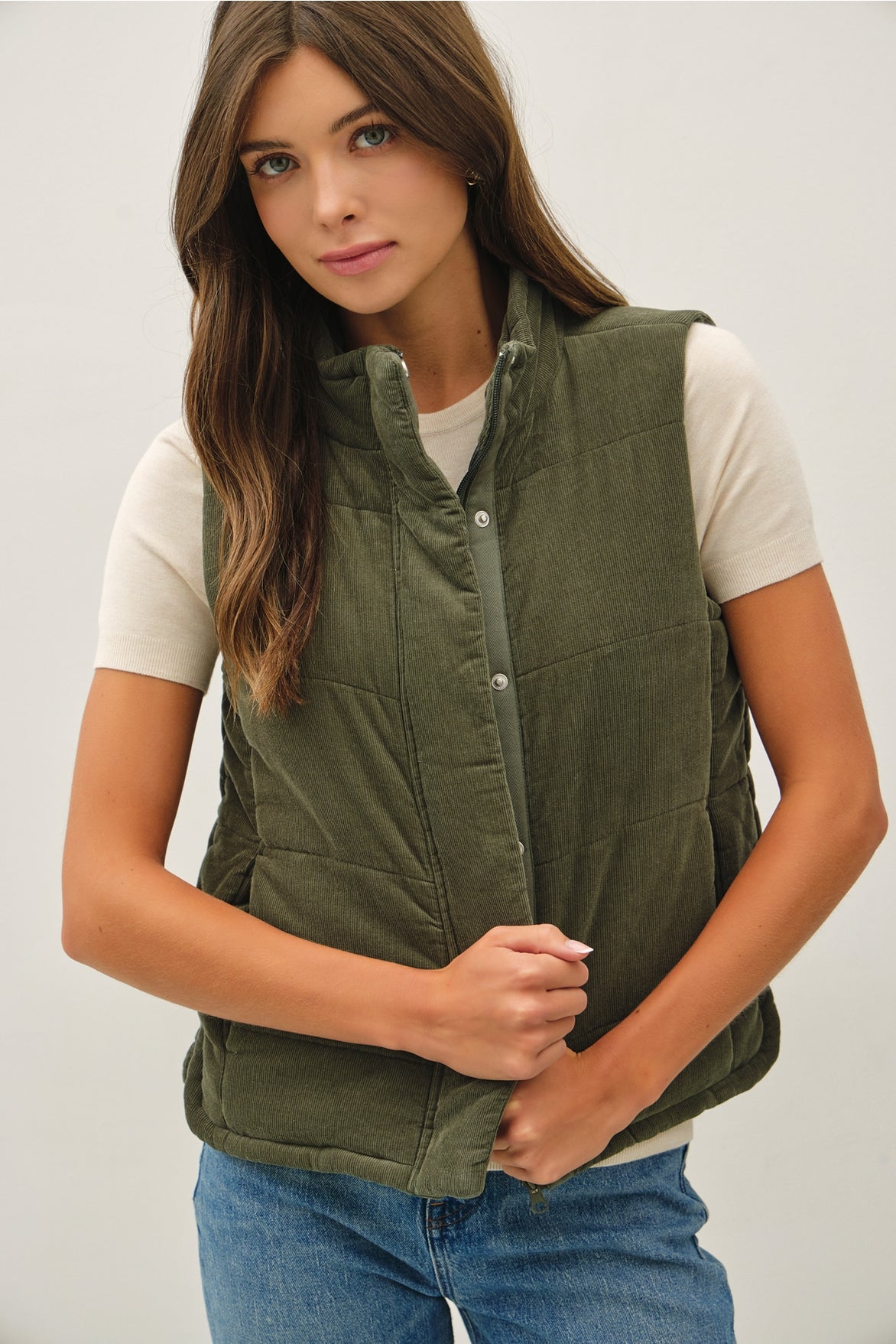 Winter Forest Cordury Puffer Vest