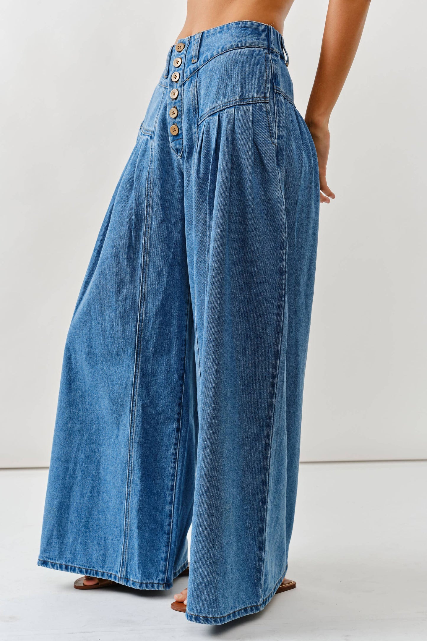 Front Button Flare Jeans
