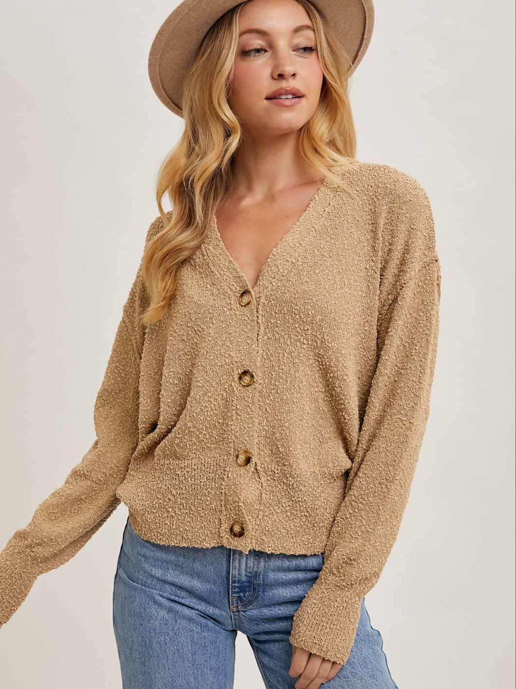 Taupe Button Down Cardigan