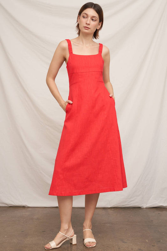 Sleeveless Open-Back Midi Dress